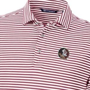 Cutter & Buck Florida State Seminoles Red Virtue Eco Pique Stripes S/S  Polo XXL